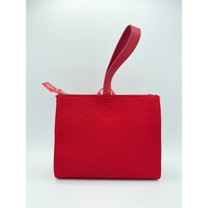 Giorgio‎ Armani Red Textured Cosmetic Makeup Bag Pouch Wristlet